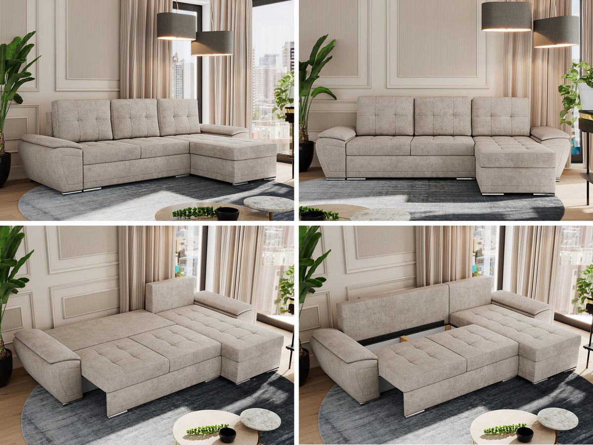 ECKSOFA UMBRIA L Beige Stukture - Beige/Grau, Textil (271/157cm) - MKS