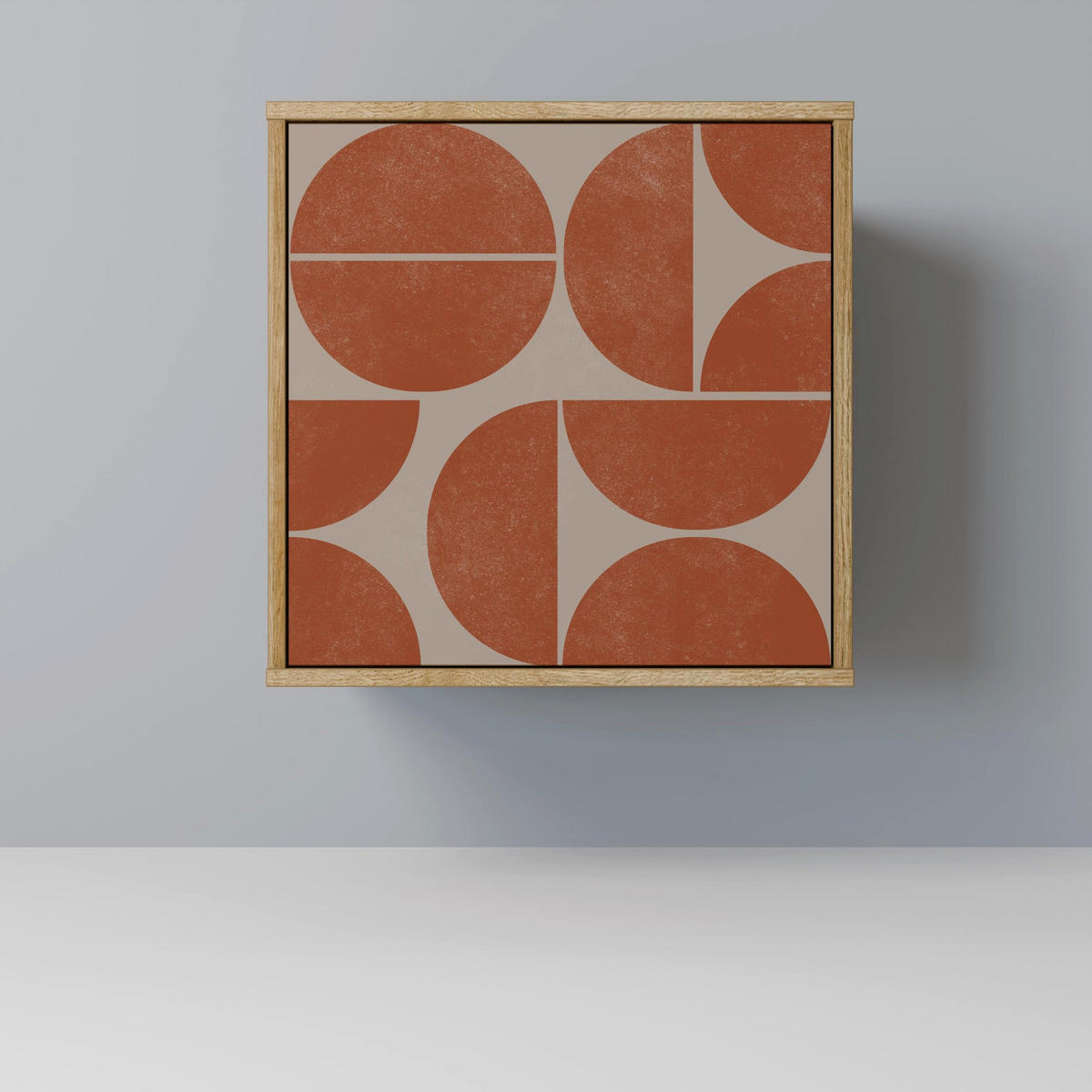 SIDEBOARD REPETITION COMPULSION, Eichefarben, 57,5x42x72,5 cm, Schwarze Metallfüße - Eichefarben/Multicolor, Holzwerkstoff/Metall (57.5/72.5/42cm) - SpaceRebels