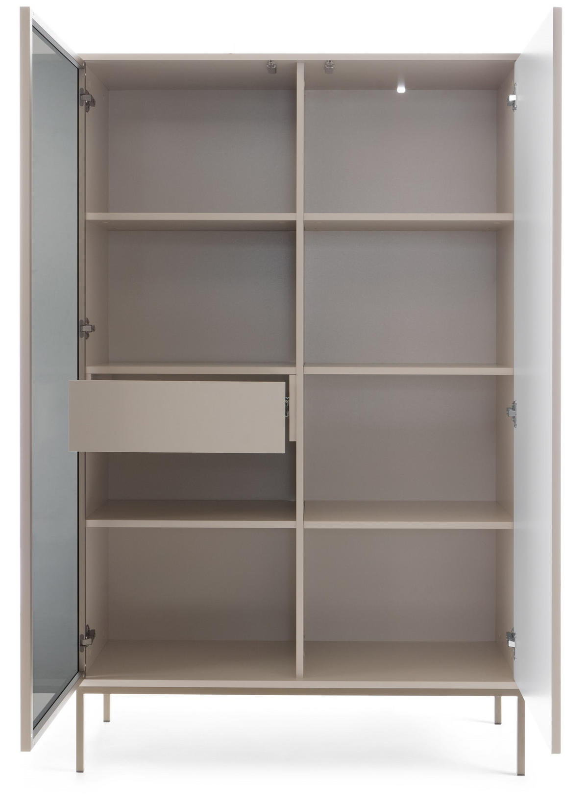 VITRINENSCHRANK 160 cm Haller, Led, Schubladen, Kaschmir - Beige, Holz (104/166/39cm) - Emporius
