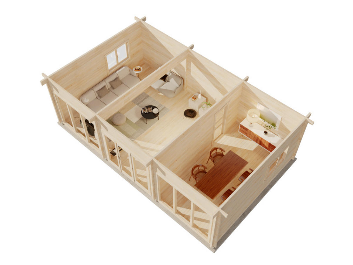 GARTENHAUS Holz Campus - Naturfarben, Holz (933/270/586cm) - Alpholz