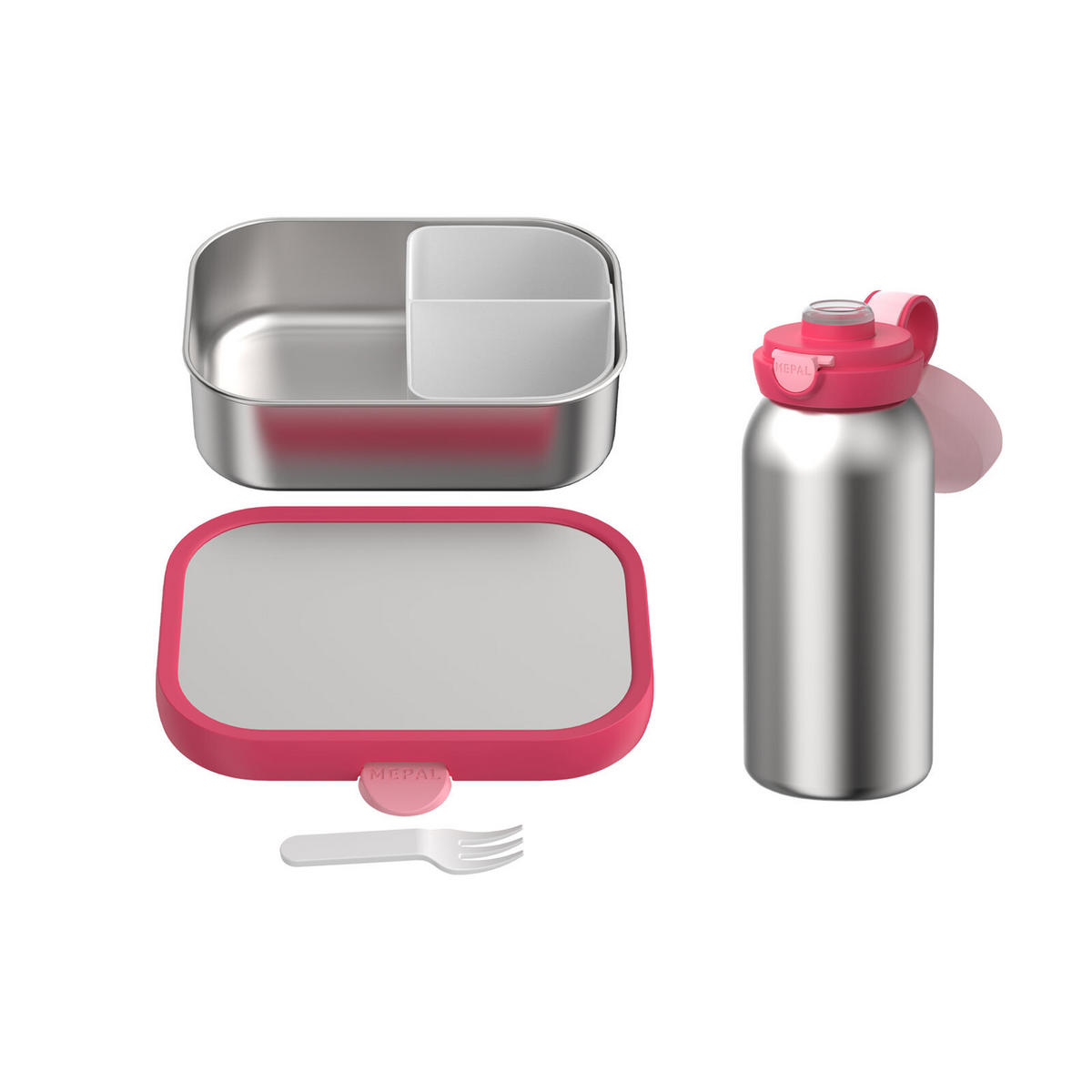EDELSTAHL-LUNCHSET Campus Cool Pink 2er Set - Pink, Kunststoff/Metall (2/2/2cm) - Mepal