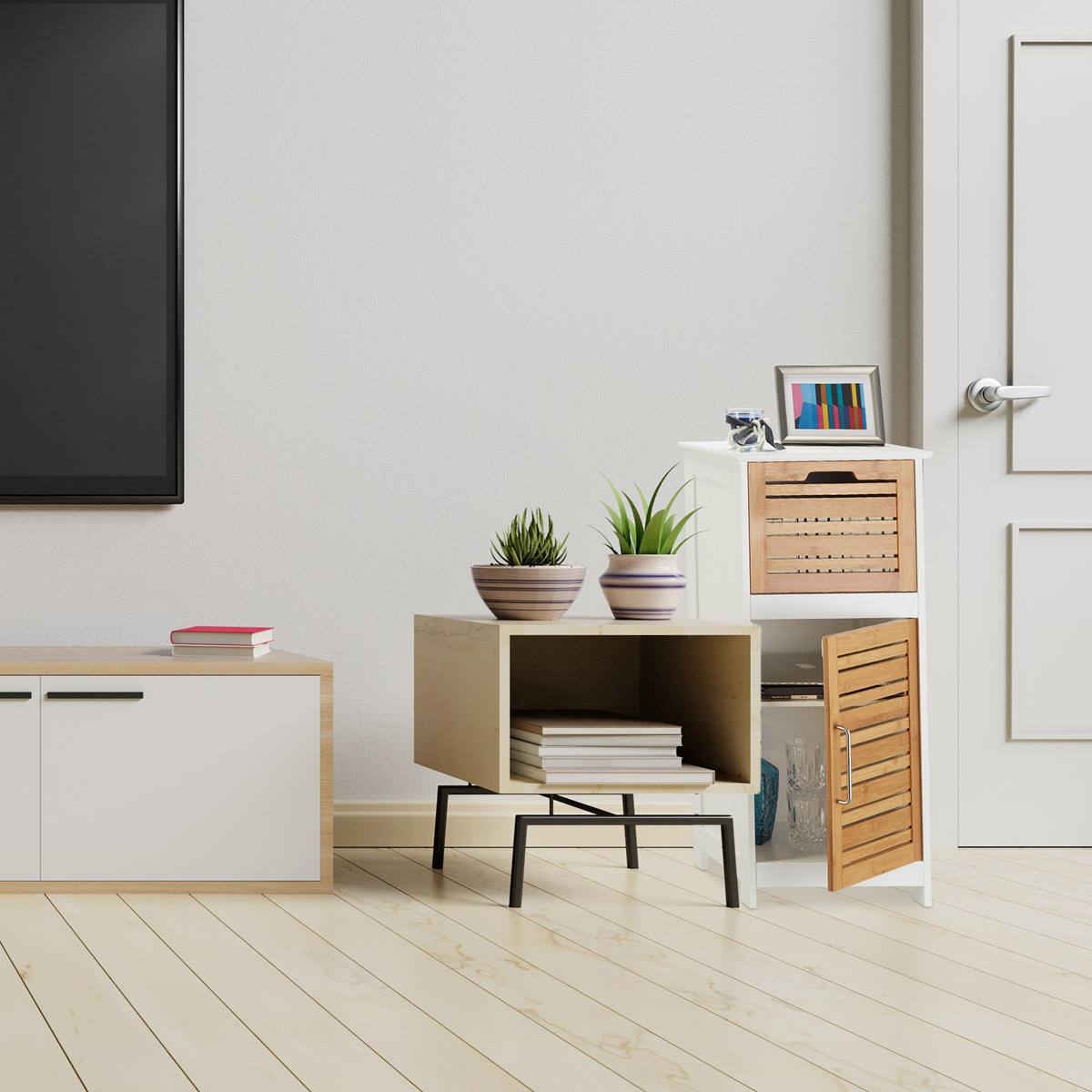 BEISTELLSCHRANK - Multicolor, Holz (40/83/30cm) - Relaxdays