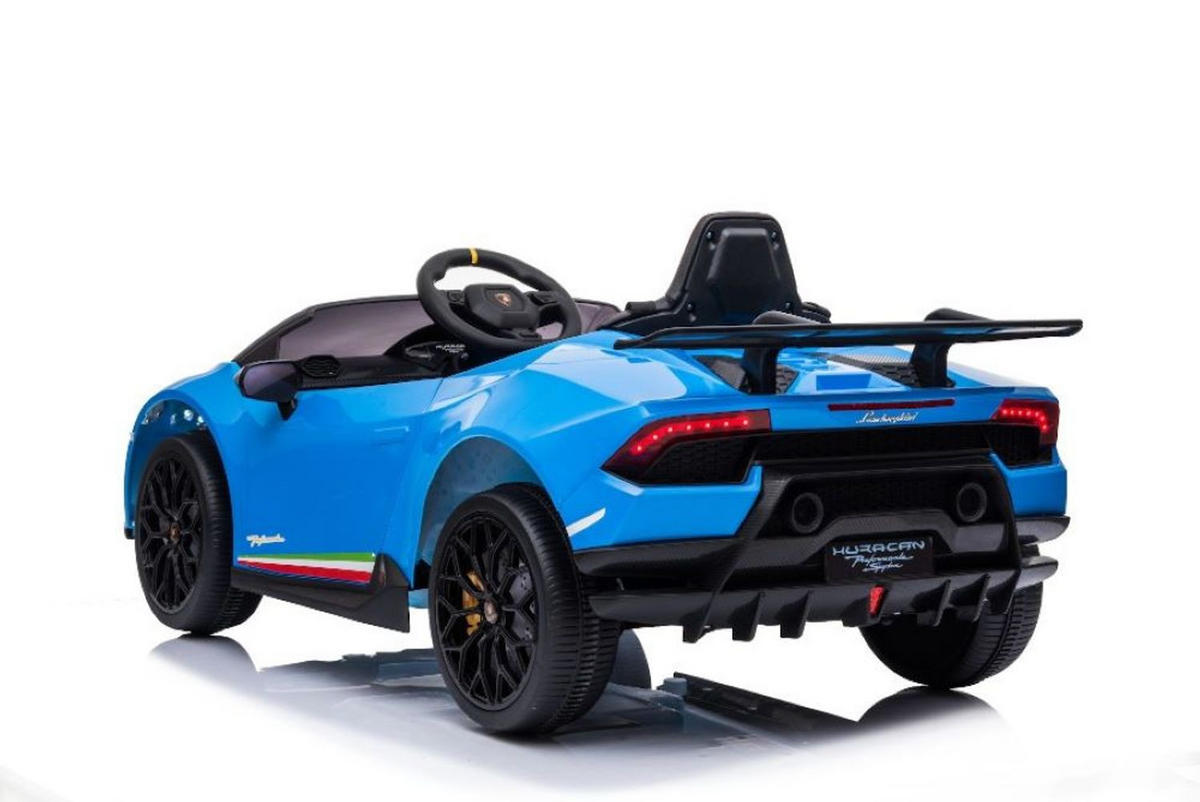 KINDER ELEKTROAUTO Lamborghini Huracan blau EVA-Reifen, Kunstledersitz, lizenziert, Fernbedienung, Bluetooth - Blau, Kunststoff (117/64/47cm) - Es-Toys