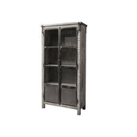 VITRINE Mango 90x40x180 grau lackiert HEAVY INDUSTRY #141 - Grau, Holz (90/180/40cm) - Massivmoebel24