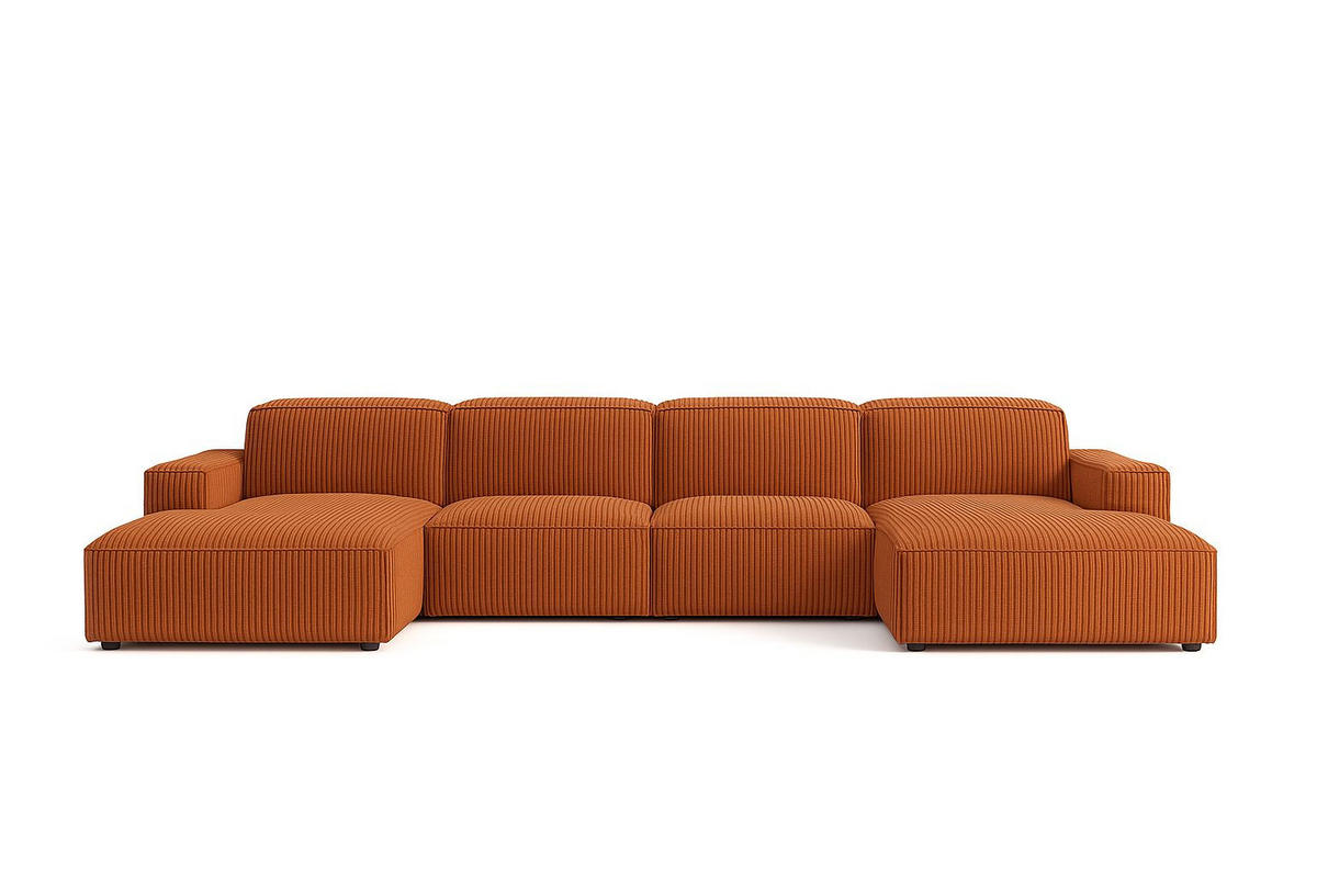 ECKSOFA Cursal U-Form, Stoff Poso, Kupfer - Orange, Holz (364/166cm) - Kaiser Möbel