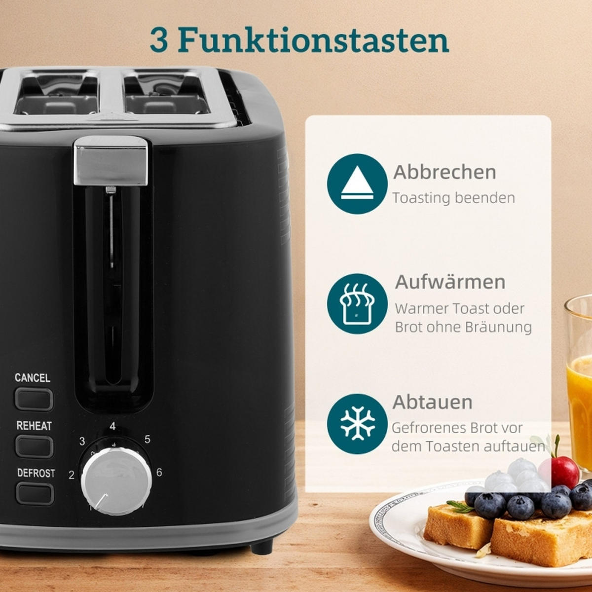 WASSERKOCHER-TOASTER SET 2200W Otter-Thermostat Schwarz 22,2/16,7/23,2 cm - Schwarz, Kunststoff (16.7/23.2/22.2cm) - Rolipo