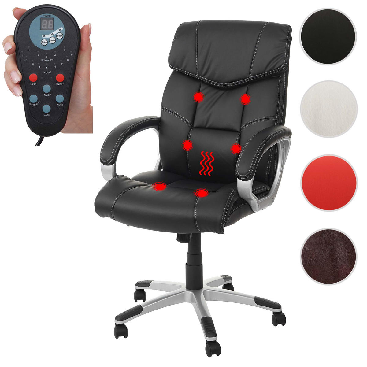 MASSAGE-BÜROSTUHL Schwarz - Schwarz, Textil (73/119/66cm) - Jamb