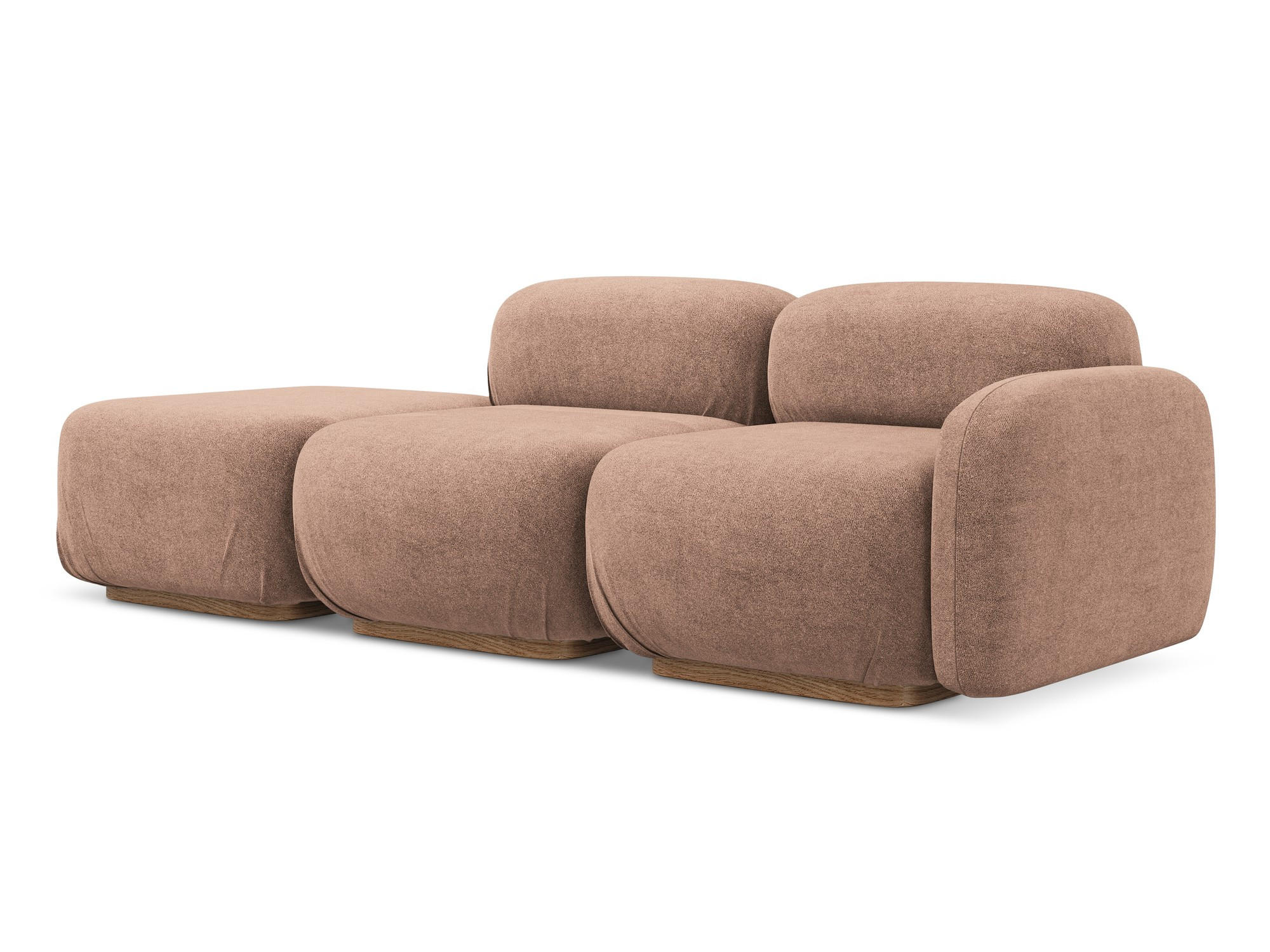 3-SITZER SOFA Bouclé Stoff Pink - Pink/Hellrosa, Holz/Textil (258/73/95cm) - Makamii
