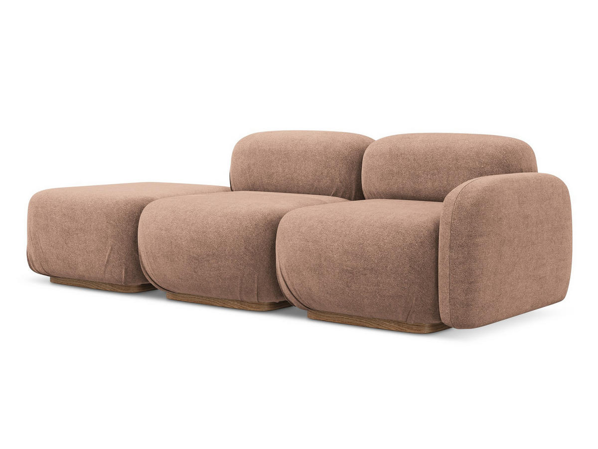 3-SITZER SOFA Bouclé Stoff Pink - Pink/Hellrosa, Holz/Textil (258/73/95cm) - Makamii