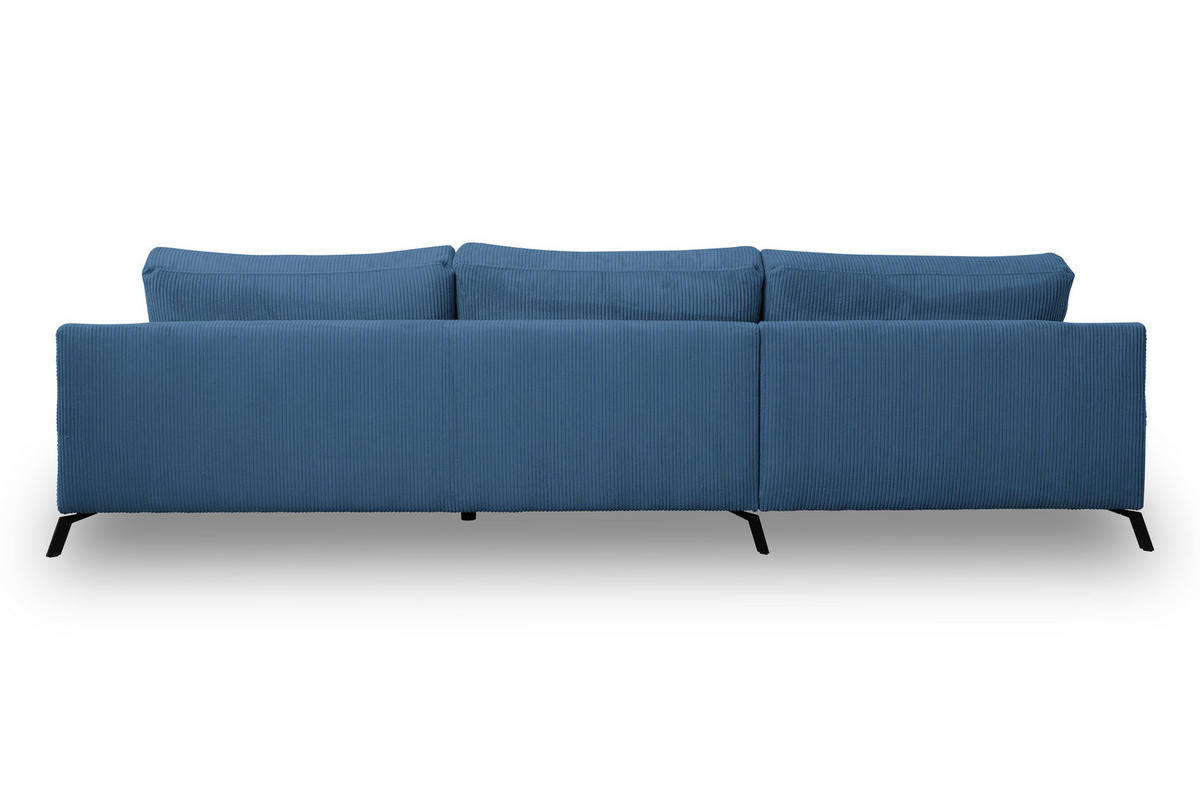 ECKSOFA Aspen in L-Form, Coach Farbe: Blau, Cordstoff, Ottomane Links - Blau, Textil (187/312cm) - VENASI MÖBEL