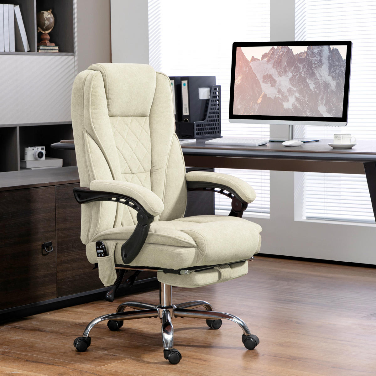 CHEFSESSEL DE-11727 mit Massage- & Heizfunktion Beige - Beige, Textil (72/119/67cm) - ComfortXL