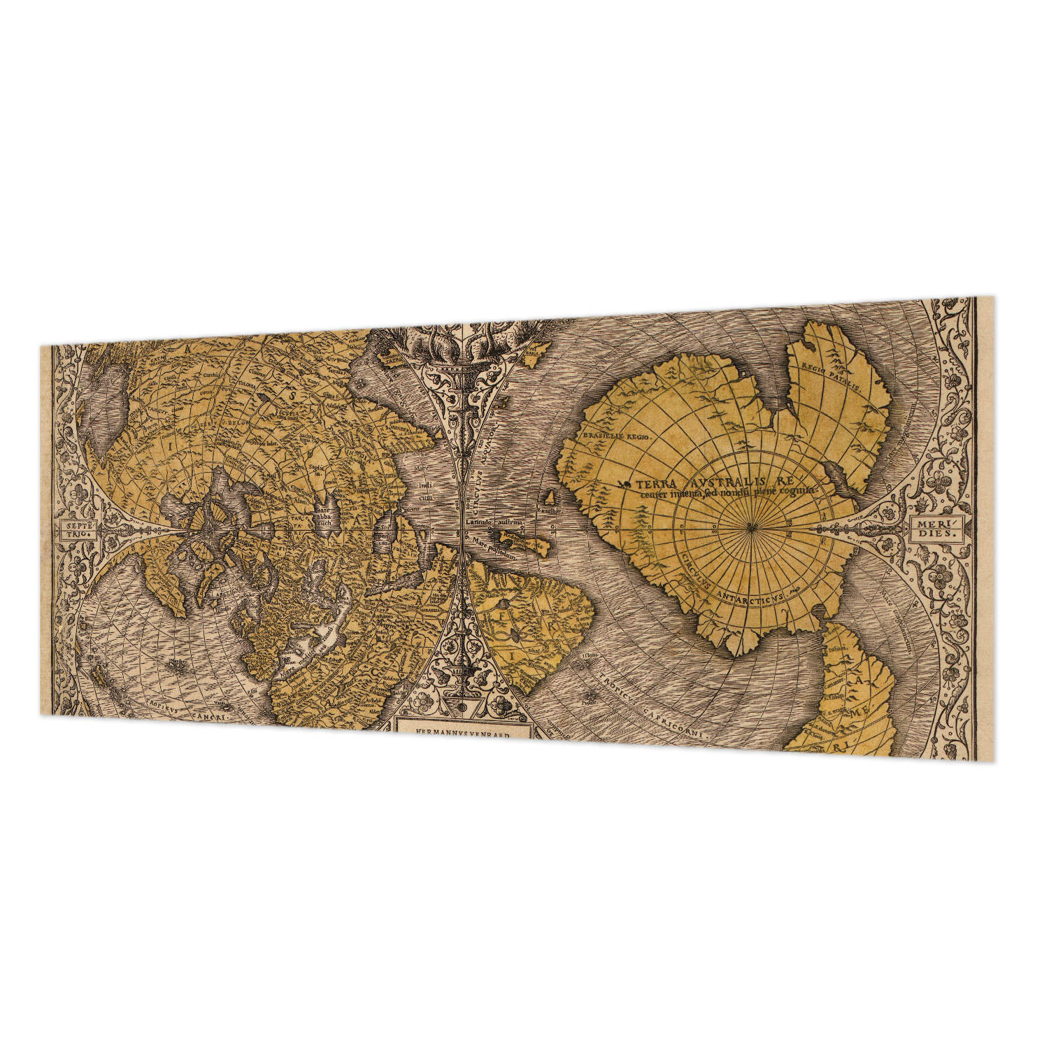 FOTOTAPETE 250x104 cm - Historische Kartographie - Gelb, Textil (250/104cm) - Wallfluent