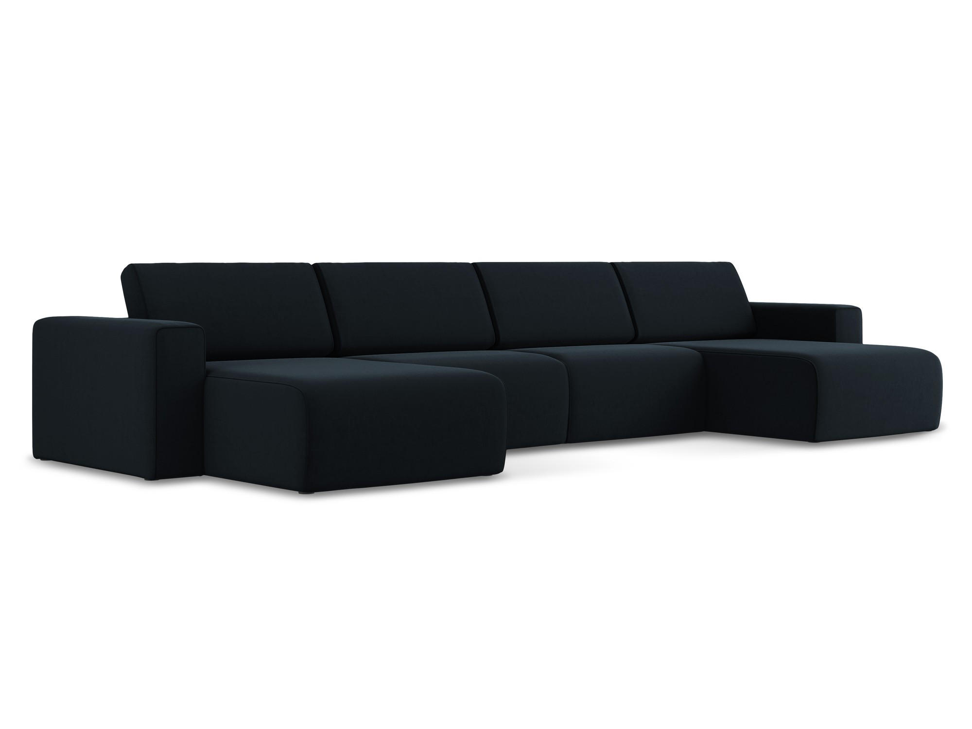 WOHNLANDSCHAFT Samt Stoff Blau - Blau/Schwarz, Kunststoff/Textil (404/80/167cm) - Makamii