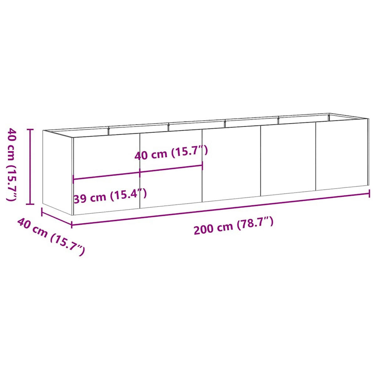 PFLANZGEFÄSS Anthrazit 200/40/40 Cm Kaltgewalzter Stahl - Anthrazit, Metall (40/40/200cm) - vidaXL