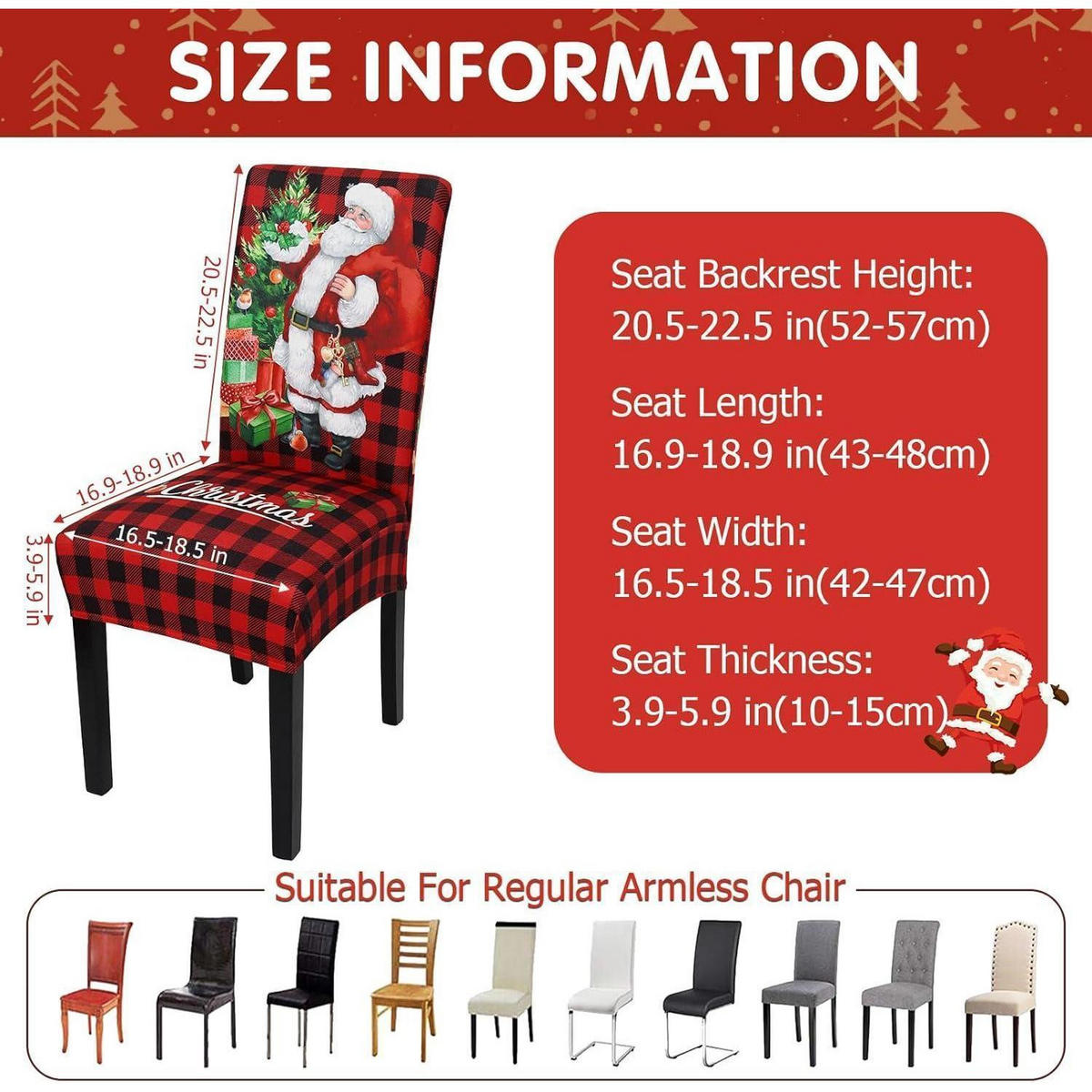 STUHLHUSSEN Weihnachten 6er Set Schachbrettmuster - Multicolor, Textil (20/26cm)
