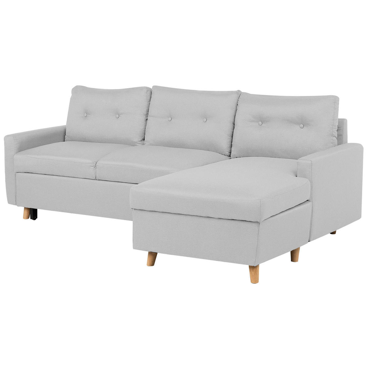ECKSOFA Polsterbezug Hellgrau rechtsseitig Flakk - Hellgrau, Textil (232/147cm) - Beliani