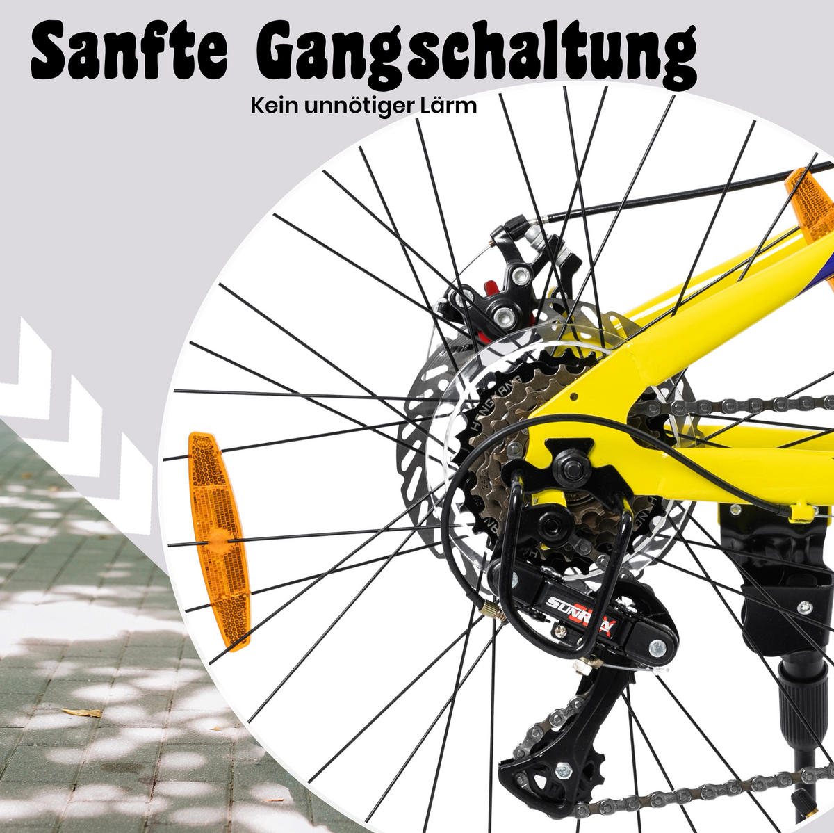 KINDERFAHRRAD 20 Zoll - Gelb mit V-Bremsen und 6-Gang-Schaltung - Stahlrahmen - Gelb, Metall (93cm) - Oxeza