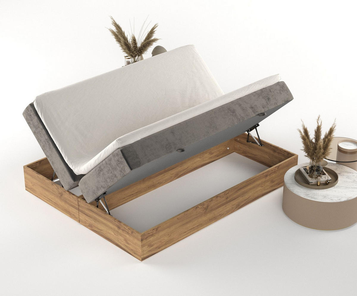 BOXBETT Faro Braun Grau 180/200 cm - Schwarz/Braun, Holz/Holzwerkstoff (180/200cm) - Maison de Reve