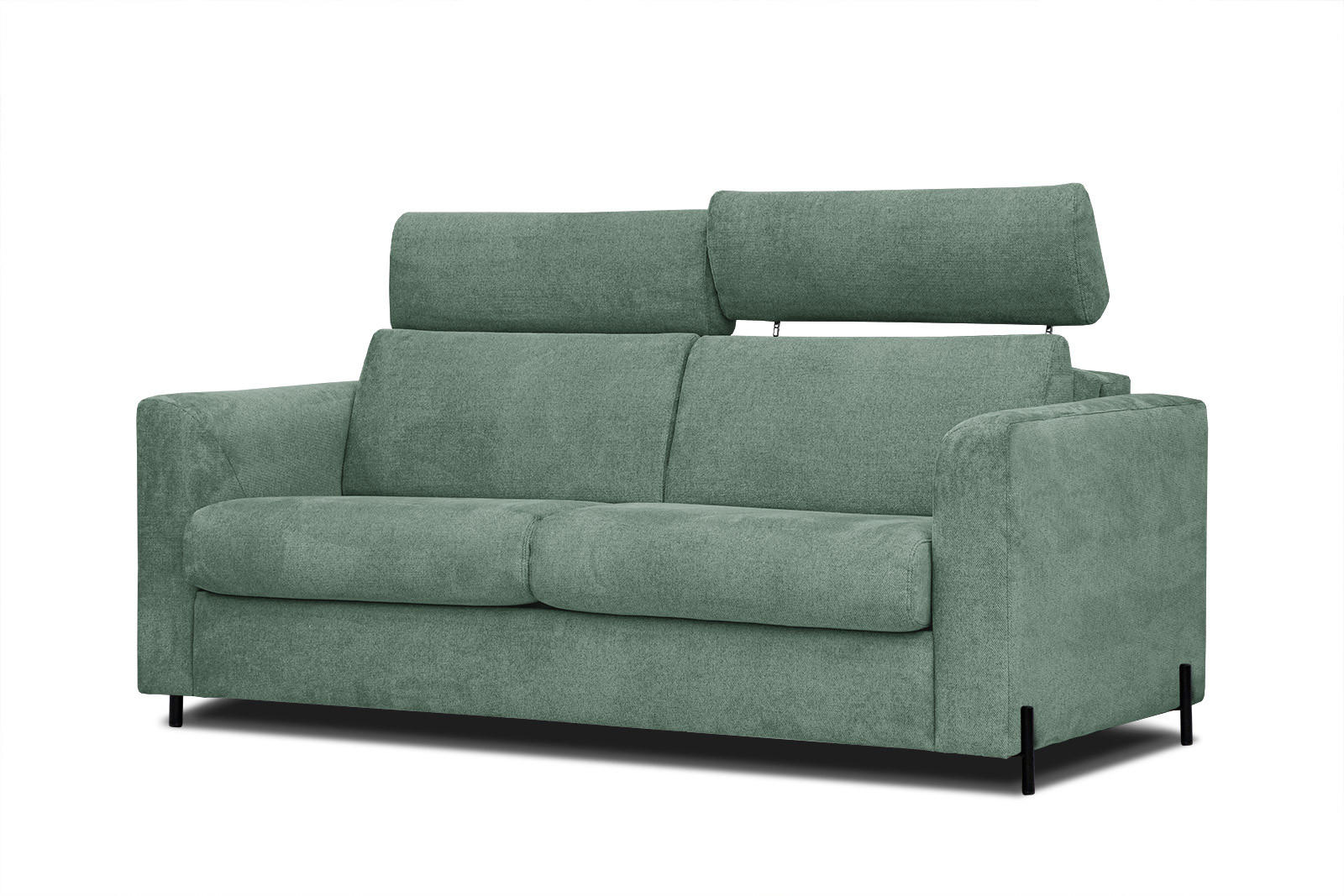 SOFA MEZO 3-Sitzer mit Schlaffunktion, grün - Schwarz/Grün, Holz/Textil (232/90/107cm) - Courtois Laville
