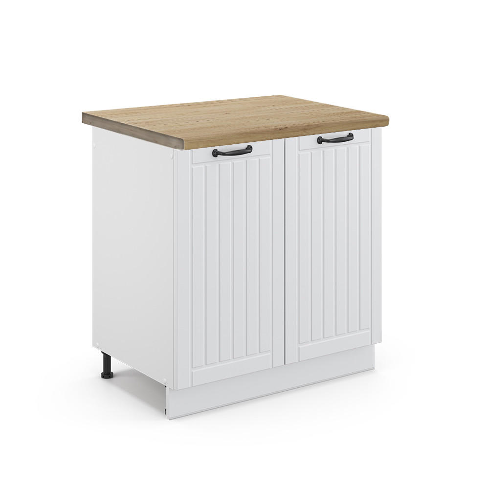 SPÜLENUNTERSCHRANK Fame-Line Weiß Landhaus 80 cm, AP Eiche - Creme/Weiß, Holzwerkstoff (80/82/60cm) - Vicco