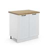 SPÜLENUNTERSCHRANK Fame-Line Weiß Landhaus 80 cm, AP Eiche - Creme/Weiß, Holzwerkstoff (80/82/60cm) - Vicco