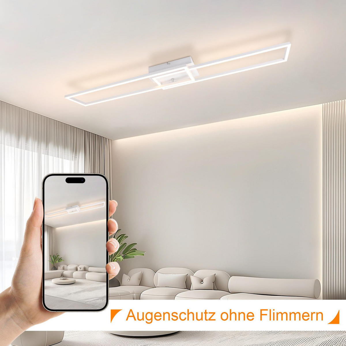 LED-DECKENLEUCHTE Ludwigslust 102.5/18.5/7.5 cm - Weiß, Metall (102.5/18.5/7.5cm) - Nettlife