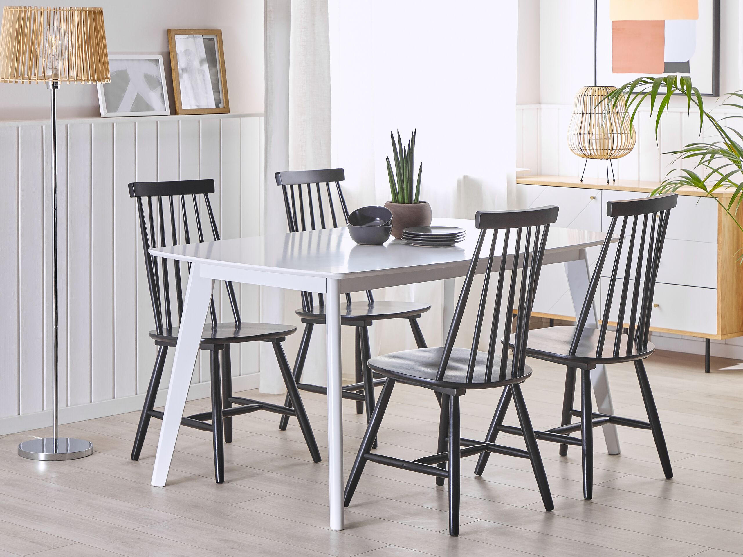 ESSZIMMERSTUHL 2er-Set Gummibaumholz Schwarz Burbank - Schwarz, Holz (45/95/44cm) - Beliani