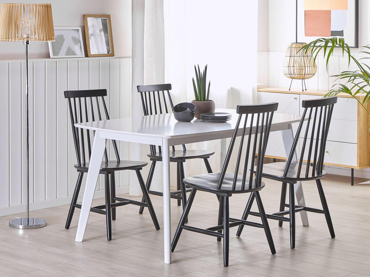 ESSZIMMERSTUHL 2er-Set Gummibaumholz Schwarz Burbank - Schwarz, Holz (45/95/44cm) - Beliani