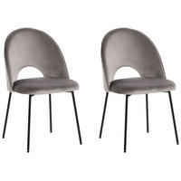 ESSZIMMERSTUHL 2er-Set Samtstoff Grau Covelo - Grau, Textil/Metall (46/84/45cm) - Beliani