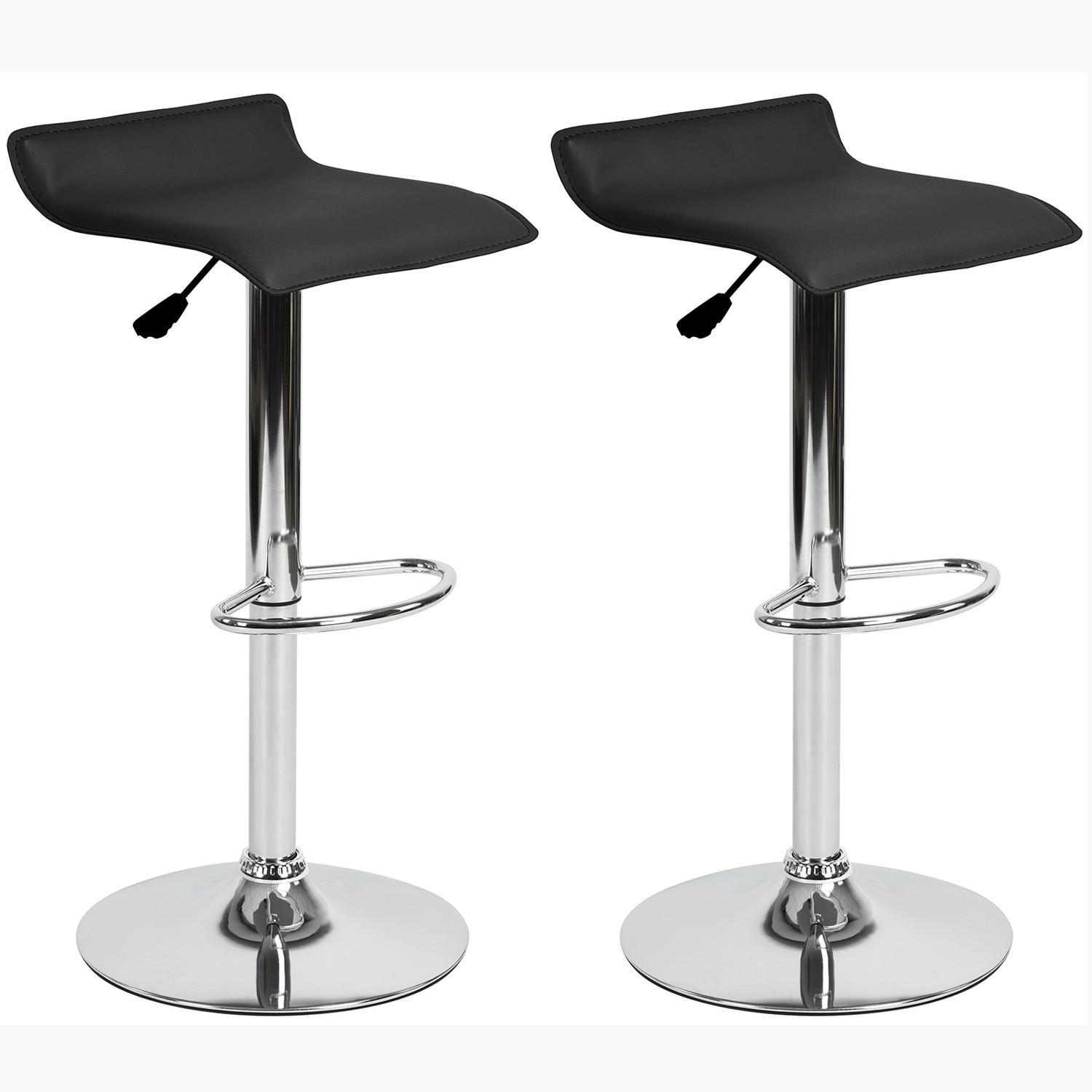 BARHOCKER 2er-Set Metallfüße, schwarz 65-86cm - Chromfarben/Schwarz, Metall (39/86/42cm) - Urban Meuble