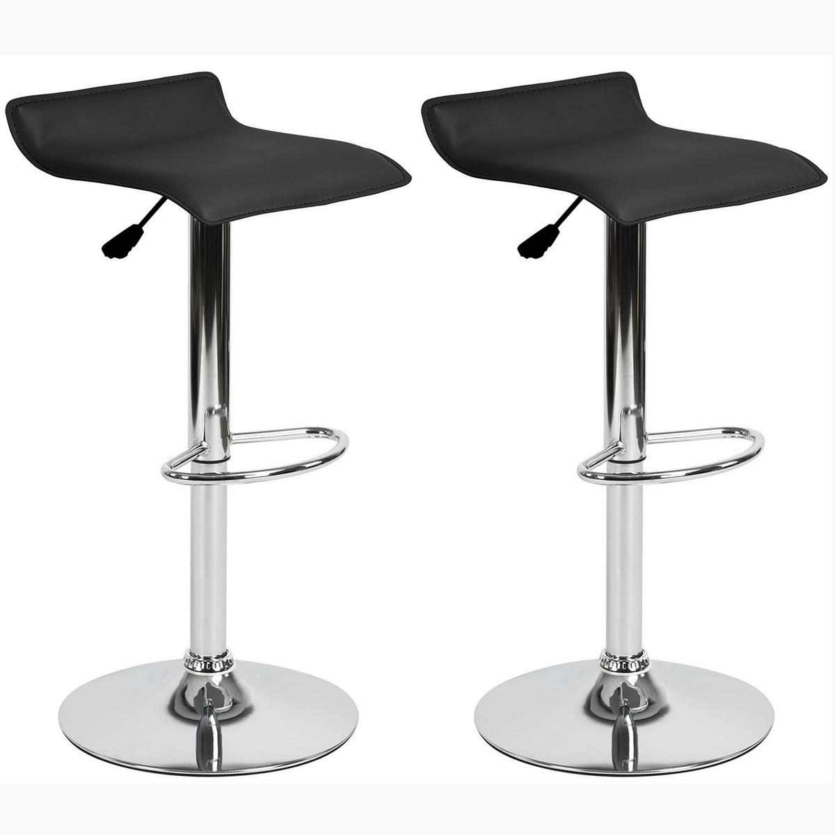 BARHOCKER 2er-Set Metallfüße, schwarz 65-86cm - Chromfarben/Schwarz, Metall (39/86/42cm) - Urban Meuble