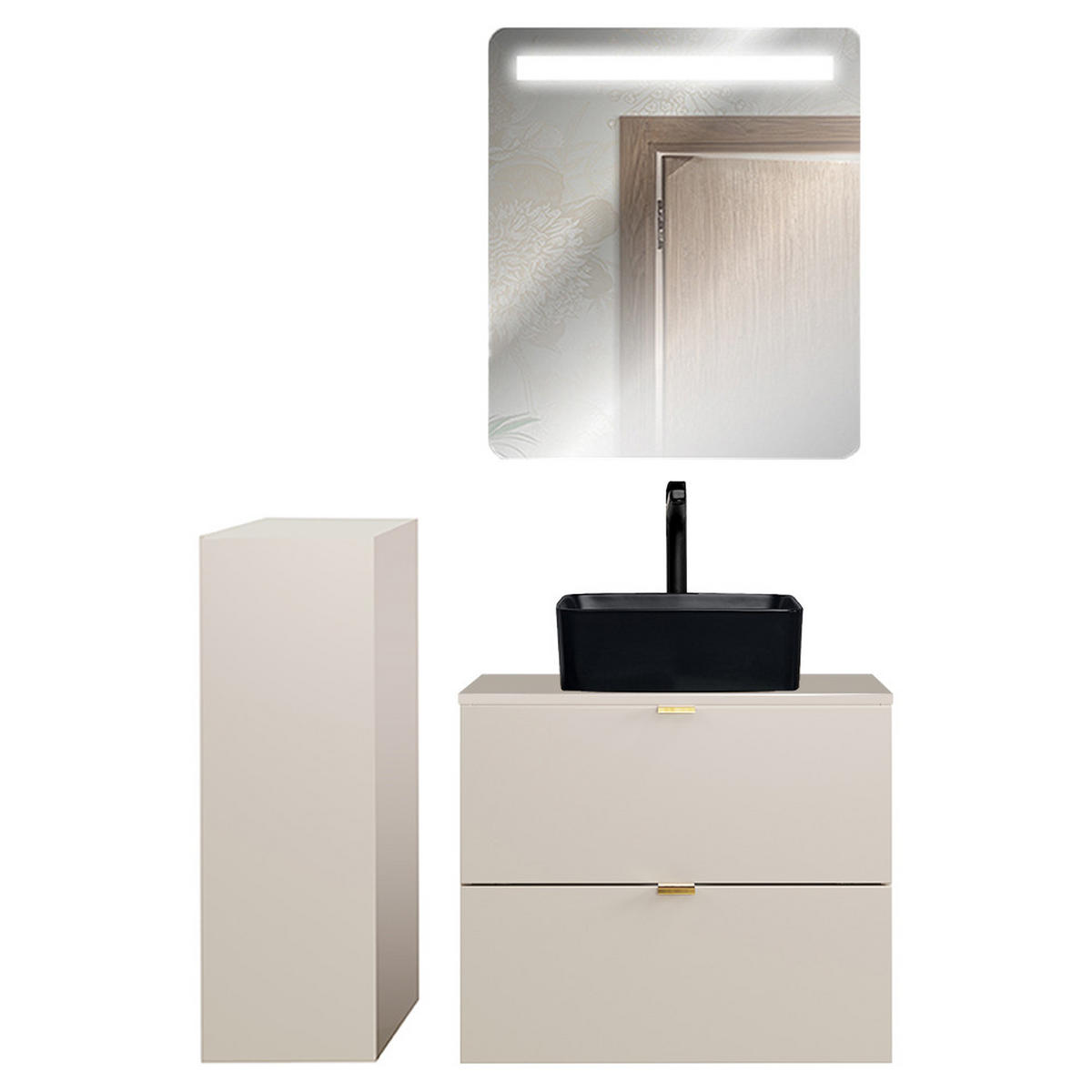 BADMÖBEL-SET 3-TLG. Durango-56 - Beige, Holzwerkstoff (105/200/47cm) - Lomado