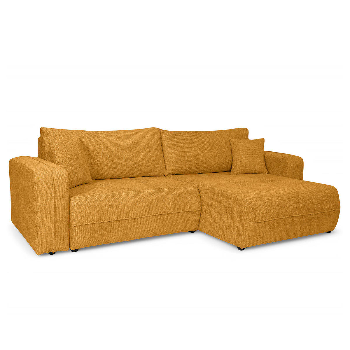 ECKSOFA mit Schlaffunktion - 244 cm - Gelb/Schwarz, Kunststoff/Textil (244/145cm) - home24