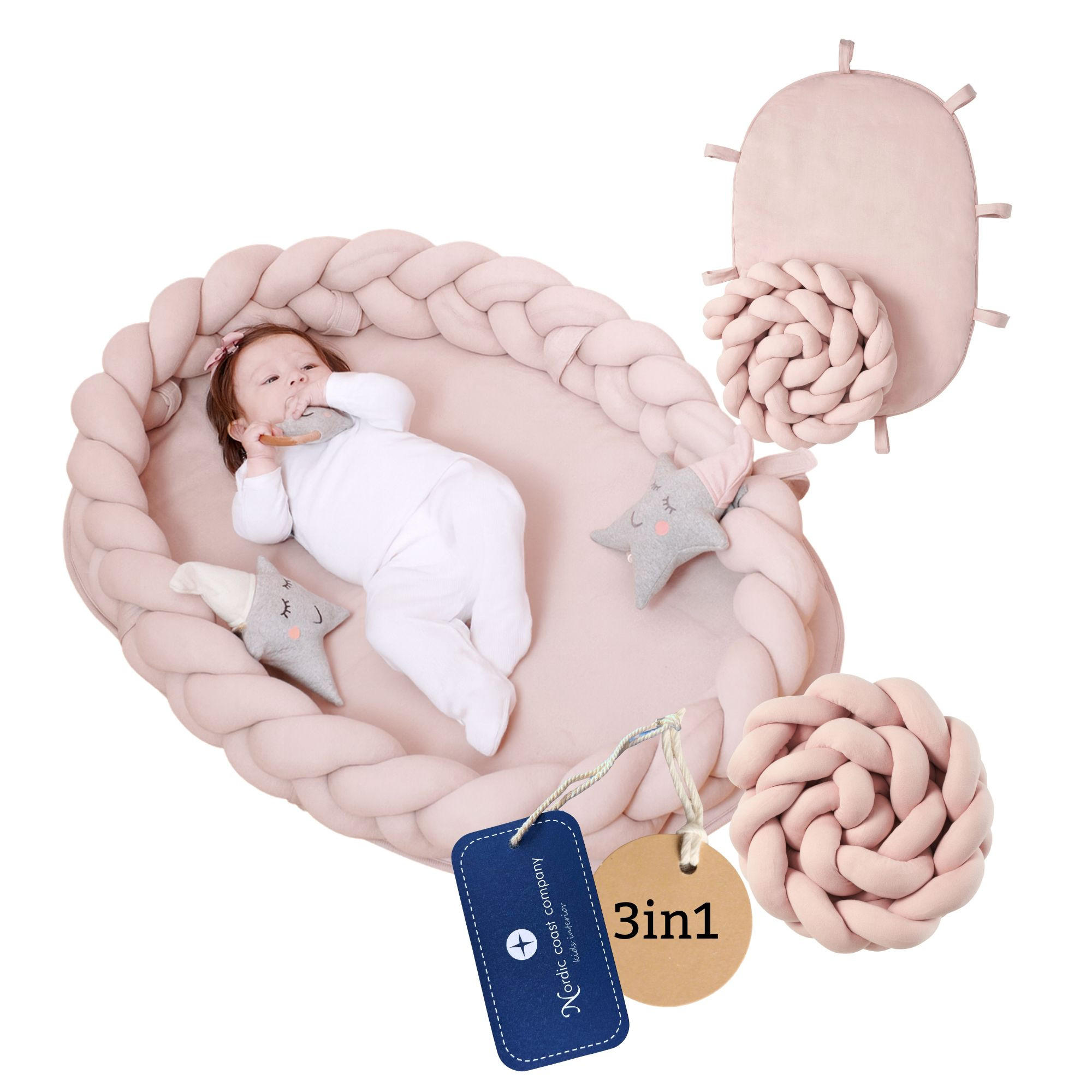 BABYNEST geflochten Rosa - Rosa, Textil (60/90cm) - nordic coast company