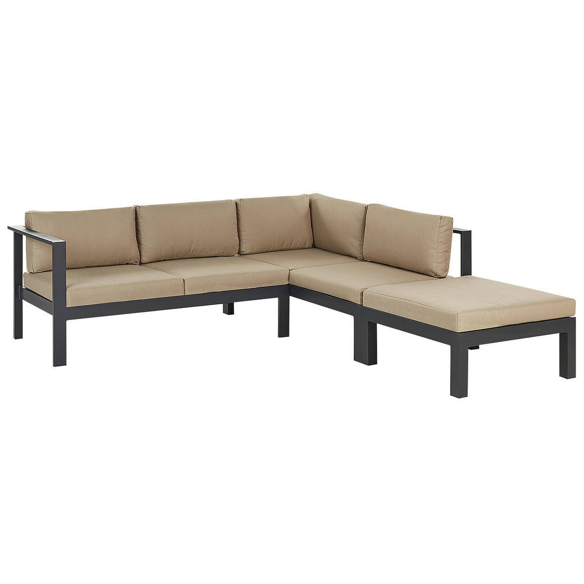 LOUNGE-SET 5-Sitzer Schwarz Messina - Beige/Schwarz, Metall - Beliani