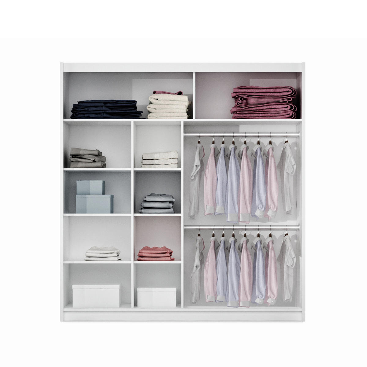 SCHWEBETÜRENSCHRANK RAKAN 203/215/61 cm 2-türig mit Spiegel Graphitfarben - Schwarz/Graphitfarben, Holzwerkstoff (203/215/61cm) - MASSENO