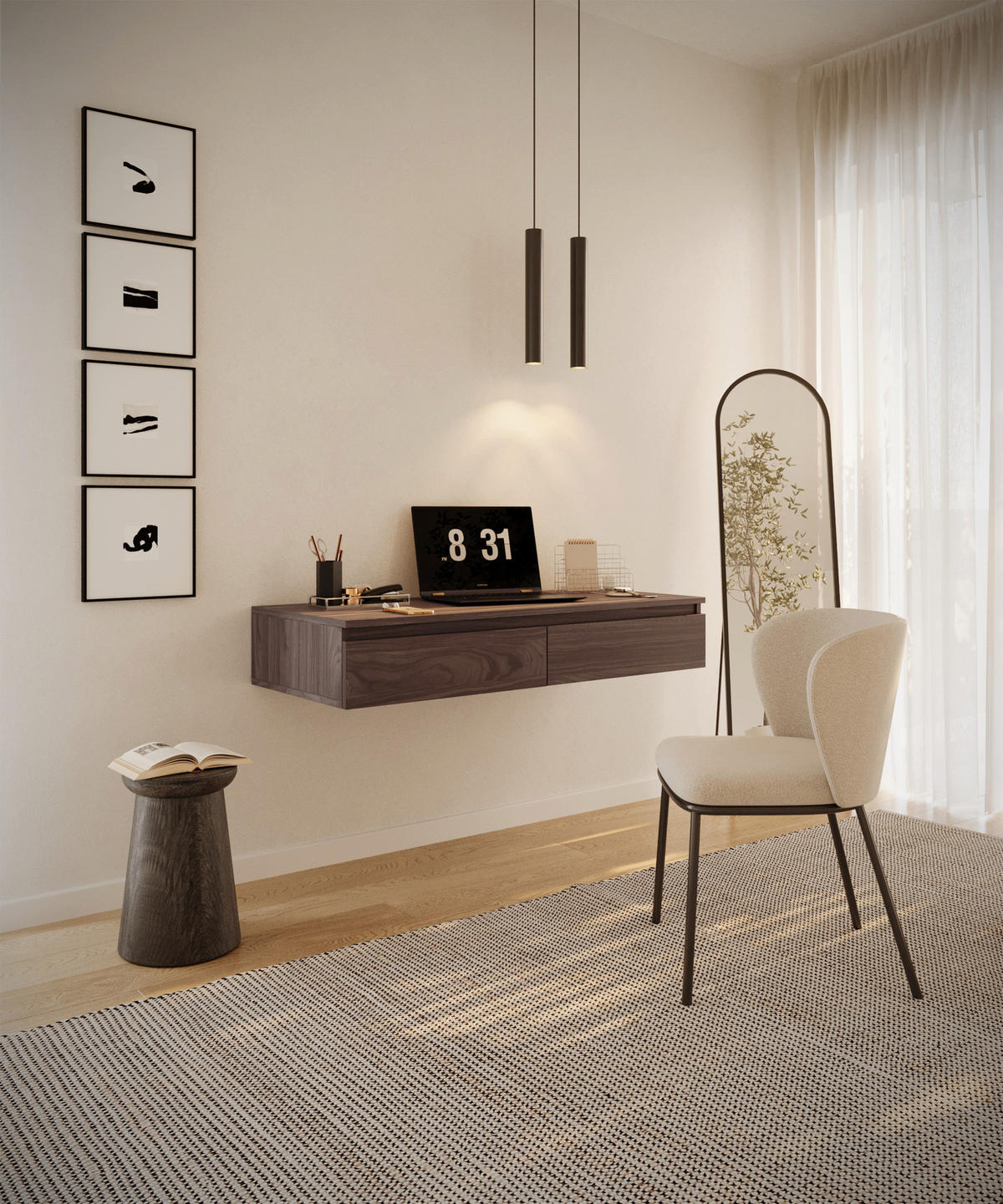 HÄNGESCHREIBTISCH / SCHMINKTISCH Bemmi Nussbaum Wisconsin 120 cm - Dunkelbraun, Holzwerkstoff (50/120/19cm) - Selsey
