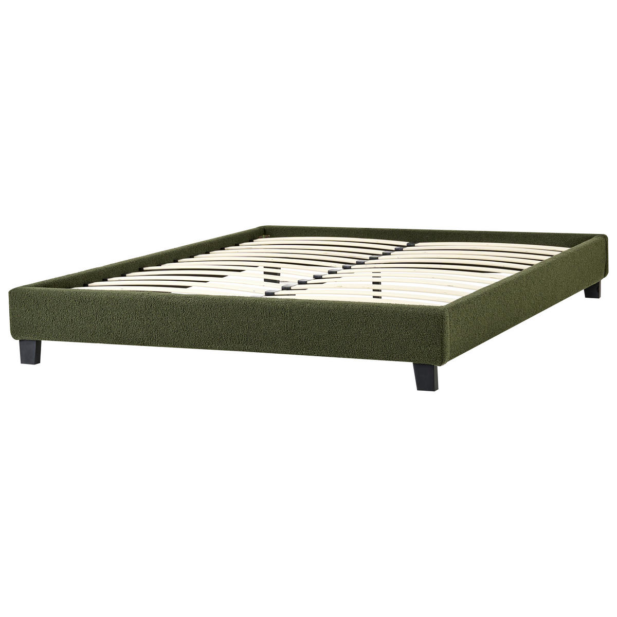 BETT 160/200 cm Dunkelgrün Roanne - Dunkelgrün/Braun, Textil (160/200cm) - Beliani