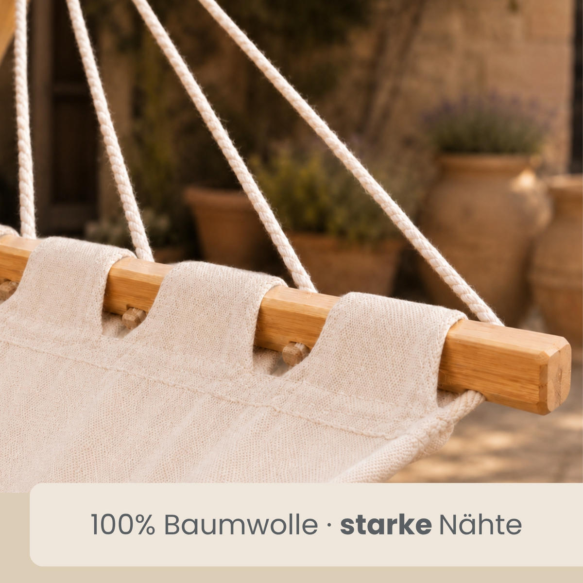 DOPPEL-HÄNGEMATTE mit Gestell bis 120kg, 200/120cm, Beige - Beige, Metall (100/90/300cm) - Amanka