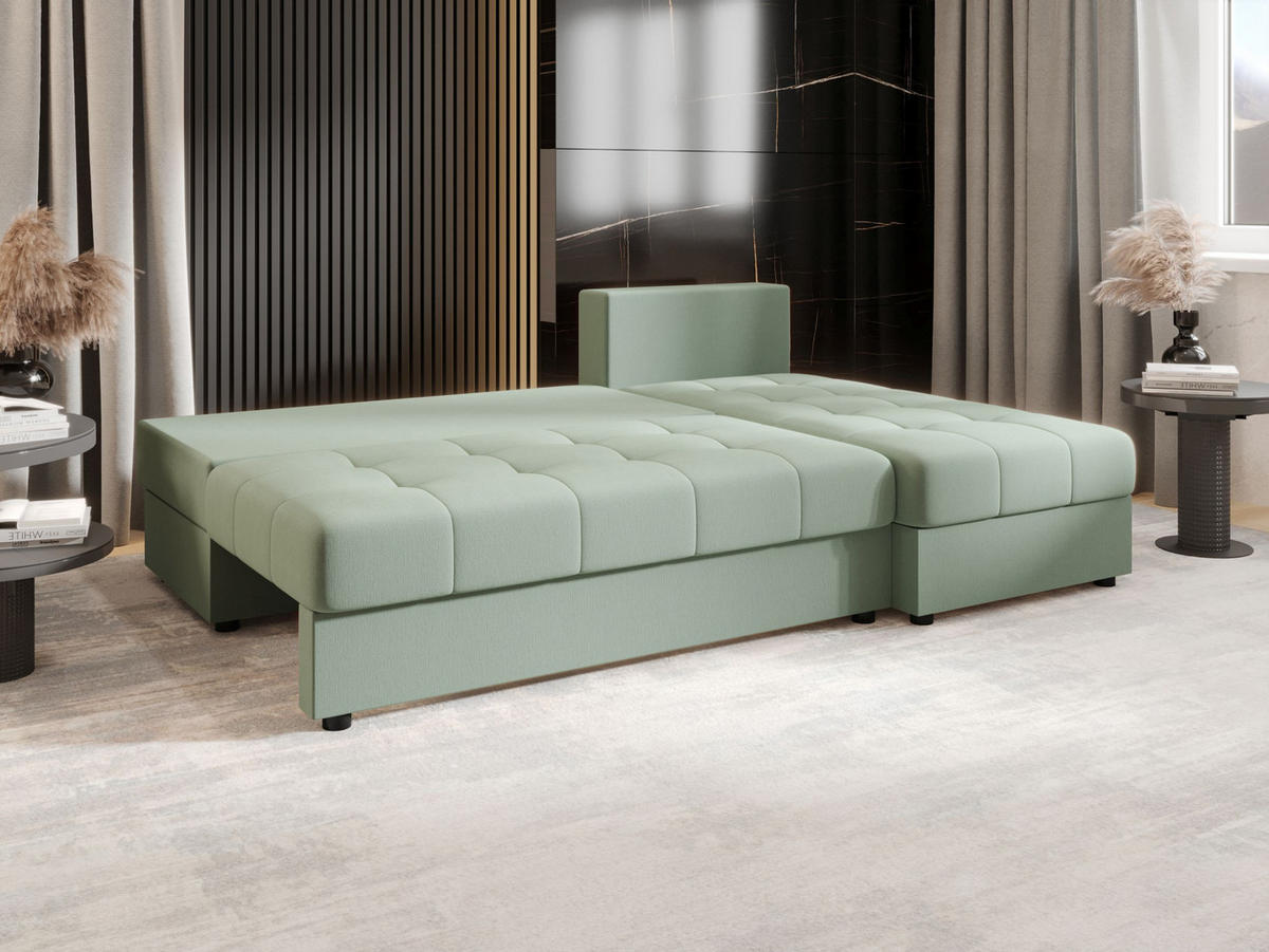 ECKSOFA MOS L Cosmic 16 Rechts mit Schlaffunktion - Hellgrün, Textil (200/143cm) - Bedante