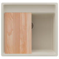 SPÜLBECKEN Bergen, 2-er set Beige 56/53 cm 1 Becken + Ablauf-Set + Schneidebrett ab 60er Unterschrank - Beige, Kunststoff (56/20/53cm) - Primagran