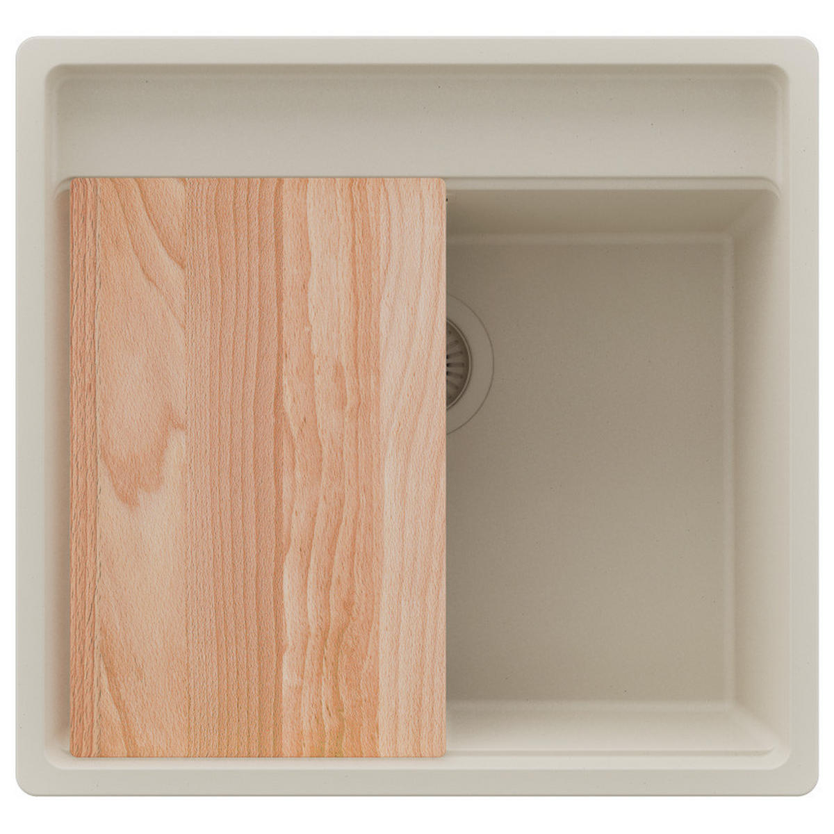 SPÜLBECKEN Bergen, 2-er set Beige 56/53 cm 1 Becken + Ablauf-Set + Schneidebrett ab 60er Unterschrank - Beige, Kunststoff (56/20/53cm) - Primagran