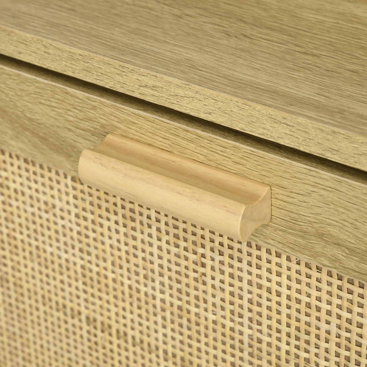SCHUHSCHRANK DE-15001 2 Klapptüren mit geflochtener Resin-Optik Natur - Eichefarben, Holzwerkstoff (80/110/24.5cm) - ComfortXL
