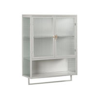 KÜCHENOBERSCHRANK 60/23/78 cm mit 2 Glastüren, offener Ablage und Handtuchhalter, Metall/Glas, Weiß - Weiß, Glas (60/78/23cm) - Redom