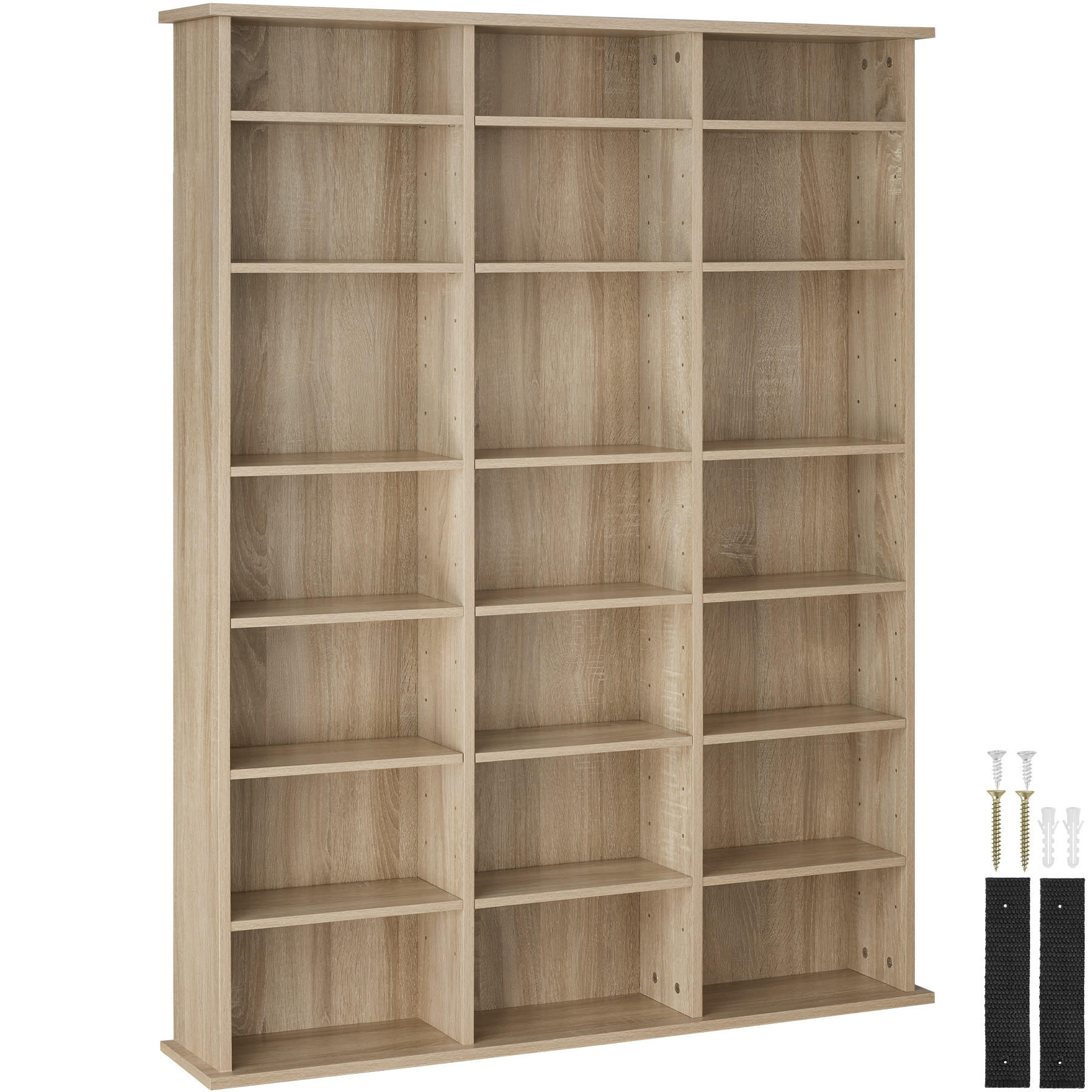 CD/DVD Regal Stevie,105,5 x 19 x 136,5 cm,Holz hell, Eiche Sonoma - Eiche Artisan, Holz (19/136.5/105.5cm) - tectake