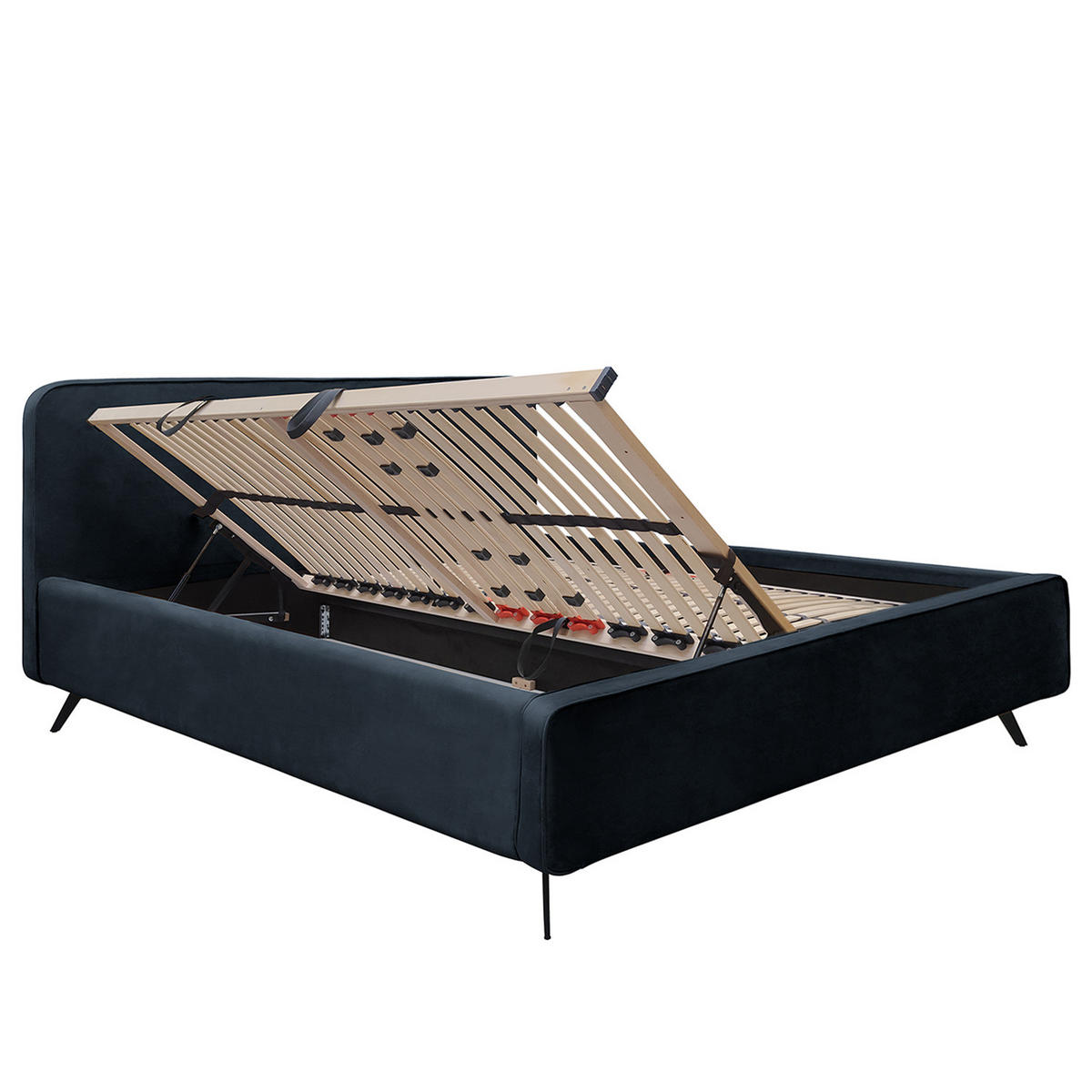 POLSTERBETT - Dunkelblau, Textil (180/200cm) - home24