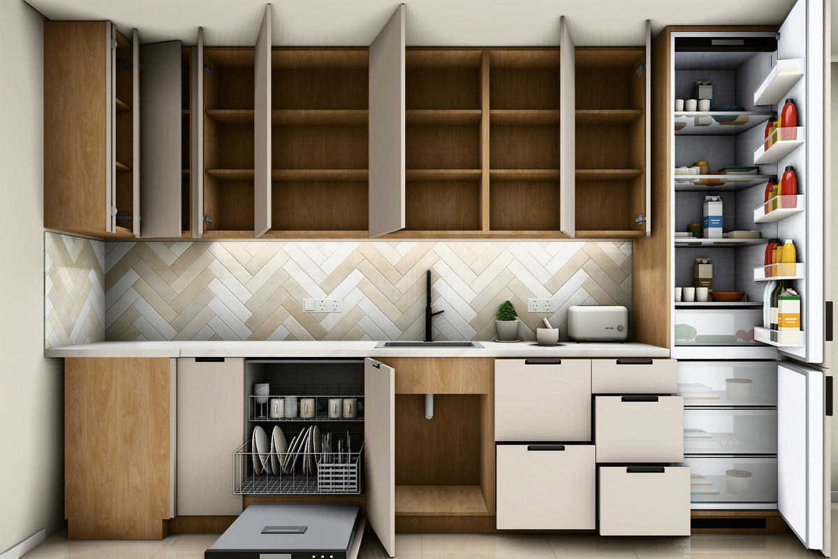 L-KÜCHE Sorento Beige & Sonoma Eiche – 359 × 239 cm – KÜ-SORENTOS-001 - Beige, Holzwerkstoff (359/247/239cm) - ROYAL24_MARKT