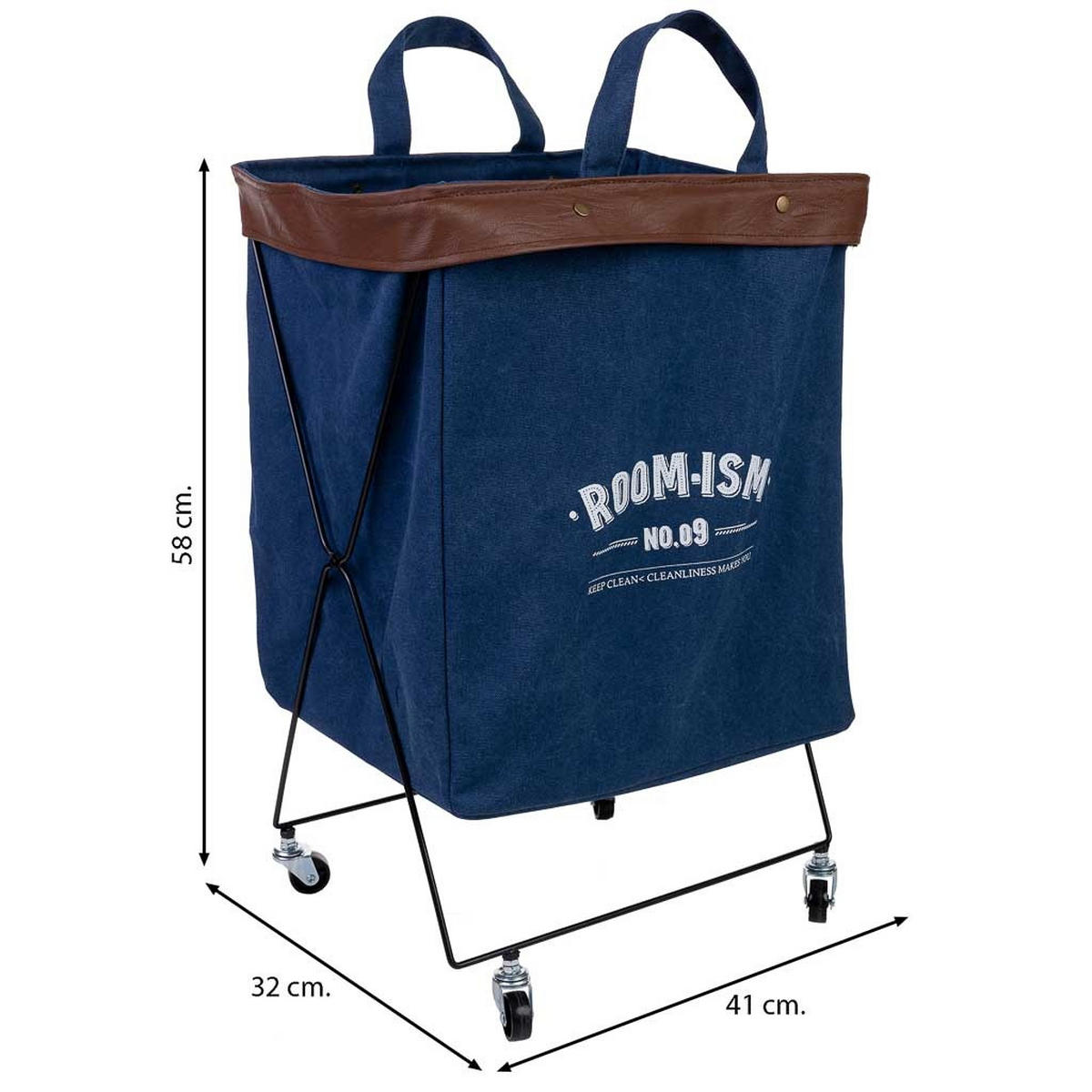 WÄSCHEKORB aus metall 41x32x58cm - Blau, Textil (43/60/34cm) - Wanderlust