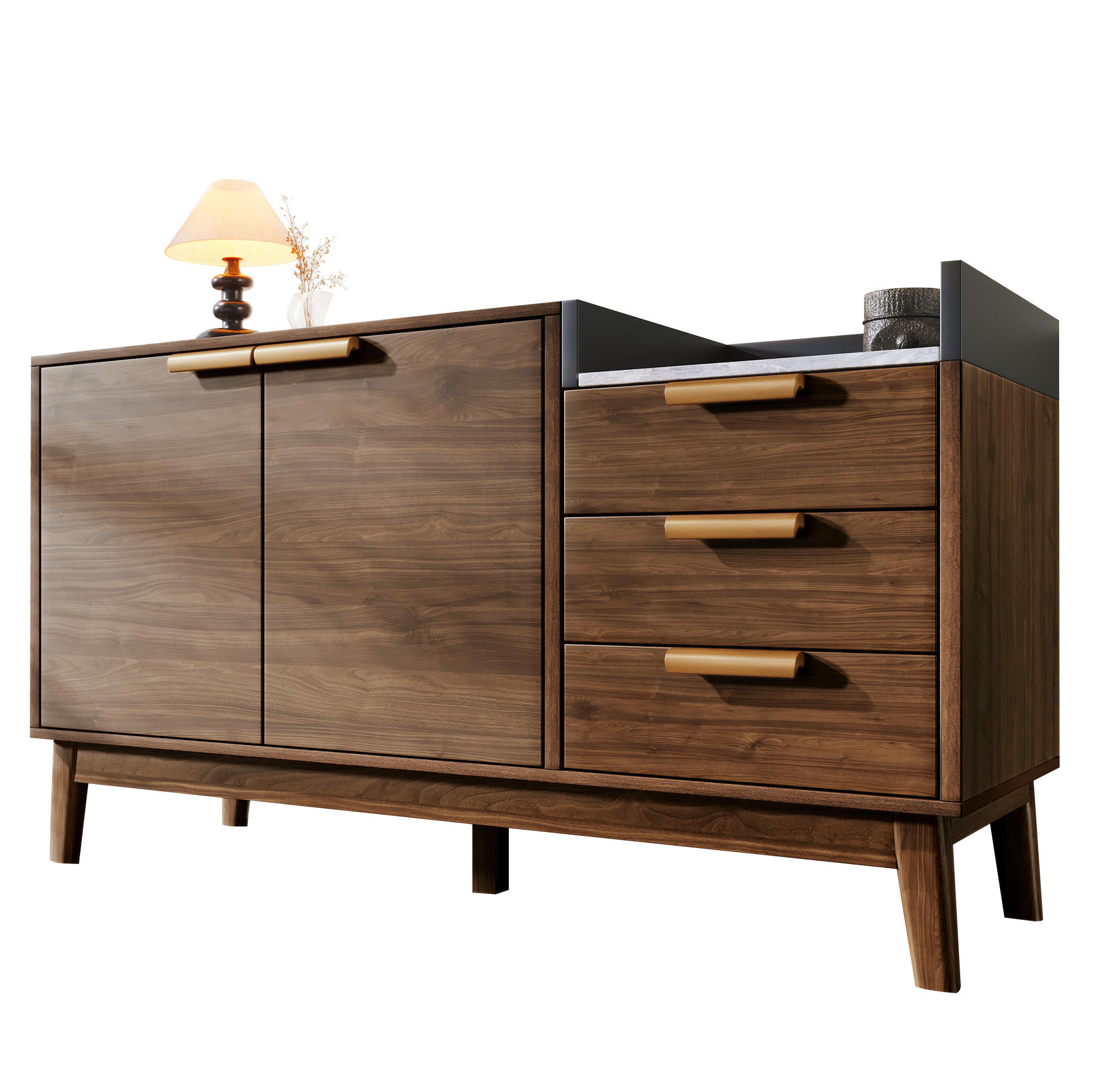 SIDEBOARD 120/77/40 cm Dunkle Eiche aus MDF und Massivholz mit verstellbarem Einlegeboden - Eichefarben, Holzwerkstoff (40/77/120cm) - OKMYHOME