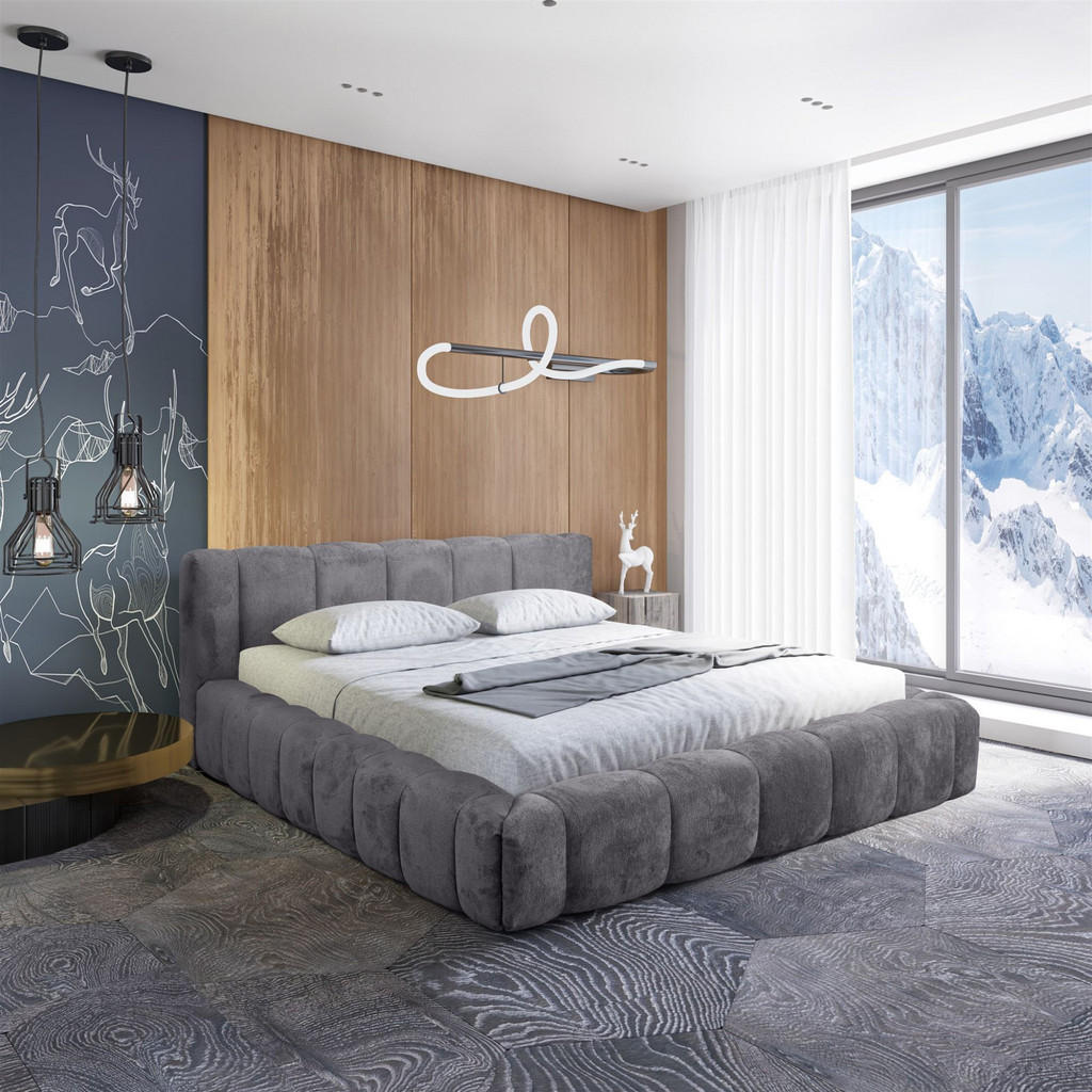 Thumbnail - Fun Möbel Polsterbett, Grau, Textil, 180x200 cm, Schlafzimmer, Betten, Polsterbetten